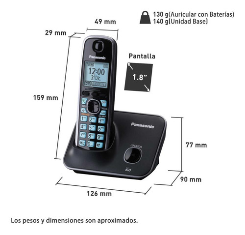 Teléfono Dect Con Pantalla Lcd De 1.8 Color Azul