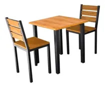 Comprar Juego De Comedor 2 Sillas Estilo Industrial En Madera