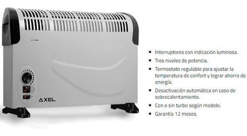 Convector Electrico Axel Calefactor 2000 Watts Funcion Turbo