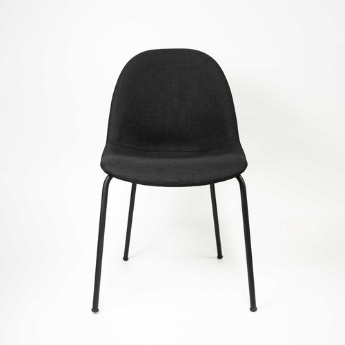 Silla De Comedor Nina Tapizada En Lino Negro