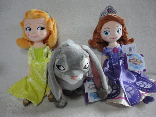 Princesa Sofia Amber Clover 3 Bonecos Pelúcia Orig Disney