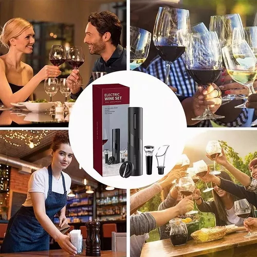 Sacacorchos eléctrico para abrebotellas de vino con soporte, cortador de  papel de aluminio integrado, abridor de vino eléctrico, regalo para los