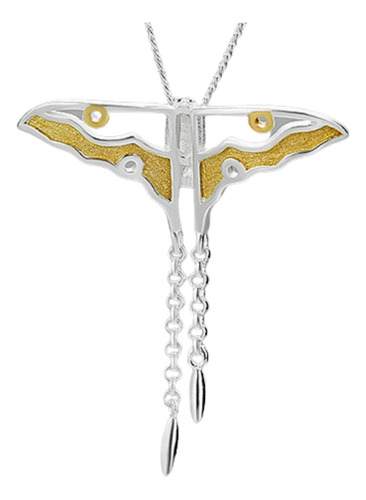 Imagen 1 de 8 de Dije Collar Mariposa Plata Ley 925 Baño Oro 24k Mujer Hombre