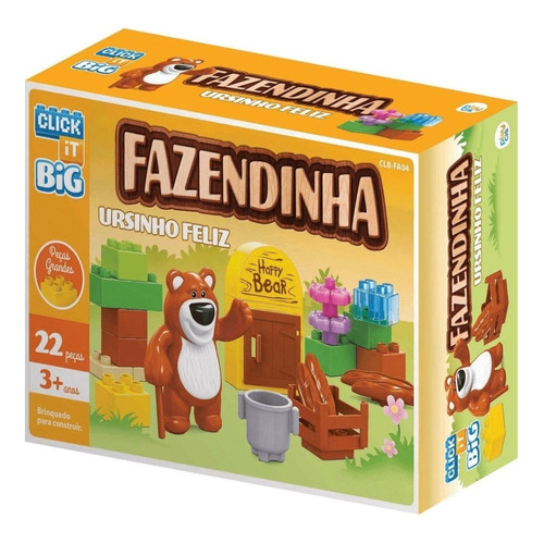 Blocos De Montar Big Fazendinha Ursinho Feliz 22 Pç Infantil