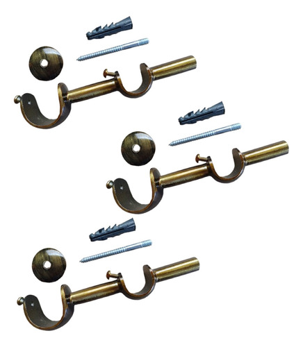 Kit 3 Suporte Duplo De Cortina P/ Varão 28/19mm Alumínio