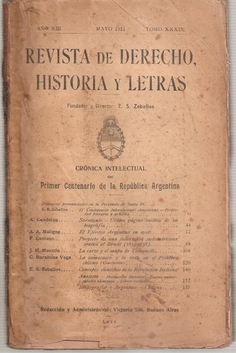 Revista De Derecho Historia Y Letras Mayo 1911 Peuser