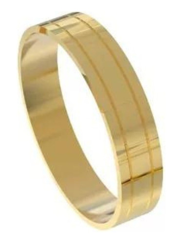 Uma Aliança 4mm Friso Ouro 10k Maciço Mc1(4)-1
