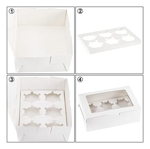 Caja Para Magdalenas Jucoan De Papel Kraft Blanco Con Ventan