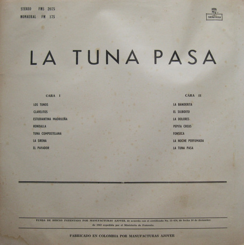 La Tuna Pasa - Tuna De La Facultad De Derecho De Madrid Lp (Usado)