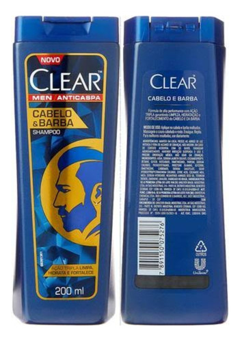 Shampoo Para Barba Clear 200ml Pack