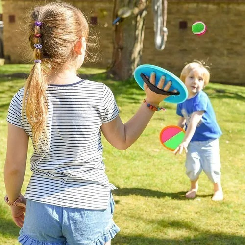 Kit Par De Raquetas+ Pelota Adhesiva Playa Aire Libre Juegos