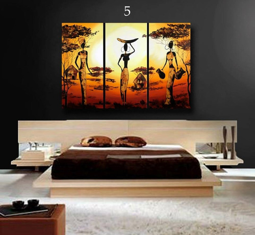 Cuadros Tripticos Artesanales Lienzo Algodón - 150x90 Cm