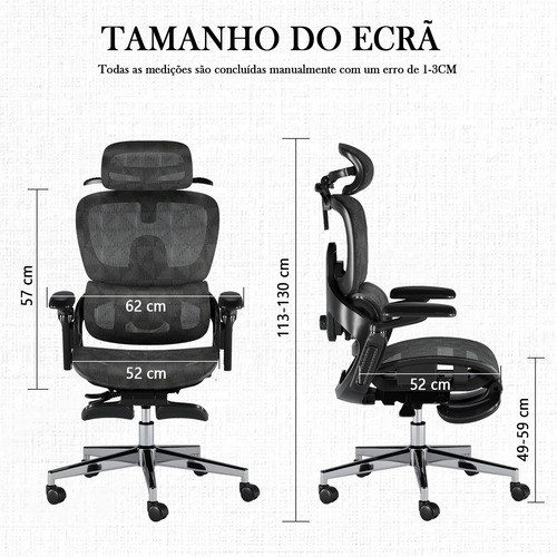 Cadeira De Escritório Ergonômico Ajuste Lombar Alto De Volta