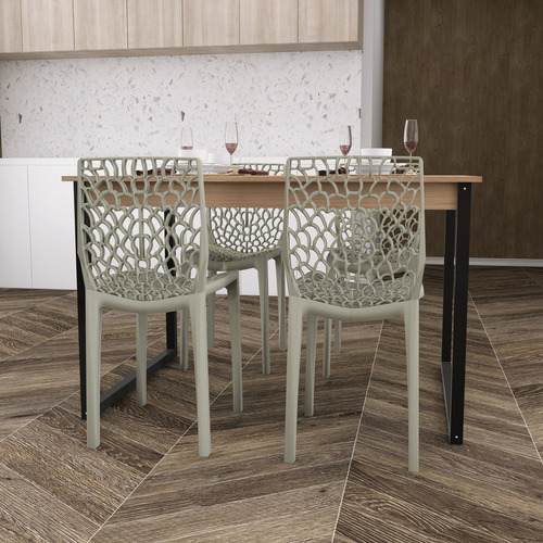 Conjunto Mesa Jantar 120x90 + 4 Cadeiras Gruvyer Design Clás