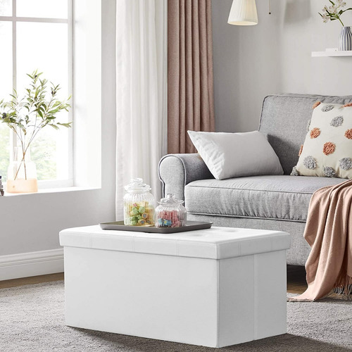 Banco Otomano Plegable Marca Songmics Color Blanco