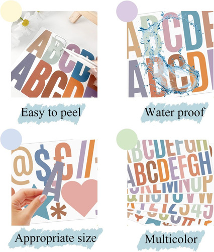 24 Hojas Alfabéticamente Pegatizas 396 Pcs Boho Autoadhesivo