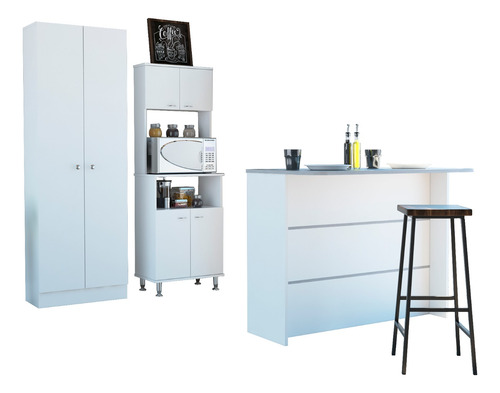 Mueble Cocina 54 + Barra De Cocina + Optimizador - Blanco