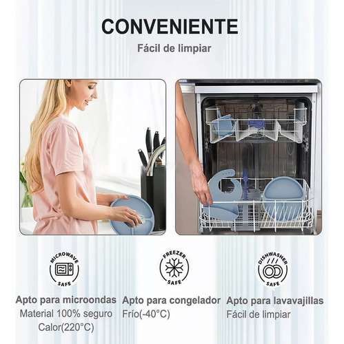 8juego De Alimentación De Silicona Antideslizante Para Bebés
