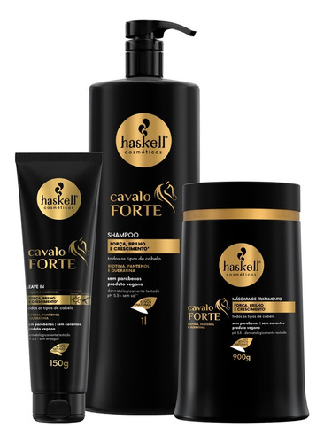 Haskell Cavalo Forte Shampoo 1l Mascara 1kg Leave-in Kit