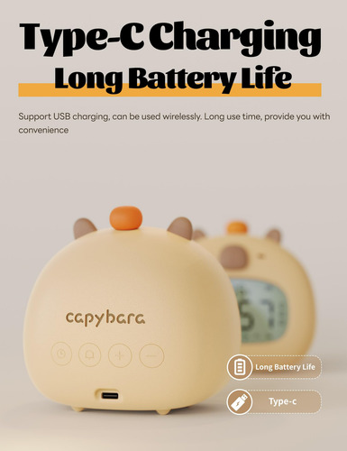 Reloj Despertador Wanidea Cute Capybara Para Niños Con Tempo