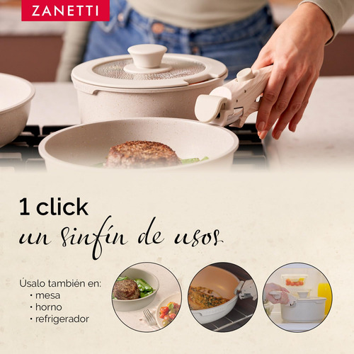 Sartén 26 Cm Antiadherente Granito Gris Mango Removible