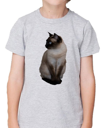 Remera De Niño Gato Siames Mirando Curioso