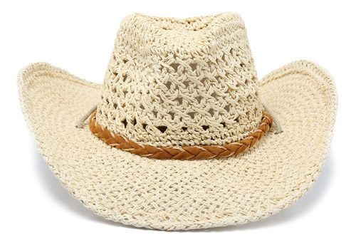 Sombrero Australiano Cowboy Mujer Calado Playa Verano Tira