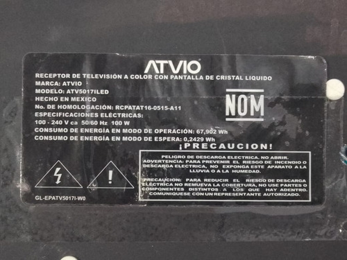 Tarjeta Main Atvio Atv5017iled Cv960xh-a50 #037 (Usado)