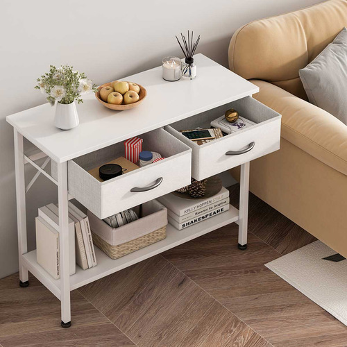 Mesa De Consola Moderna Con Marco De Metal Cajón De Tela