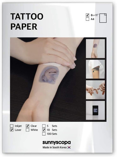 Sunnyscopa Printable Temporary Tattoo Paper For Laser Printe