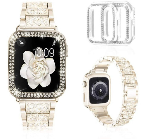 Malla Para Apple Watch Brillante Series6/5/4/..champagn44 Mm