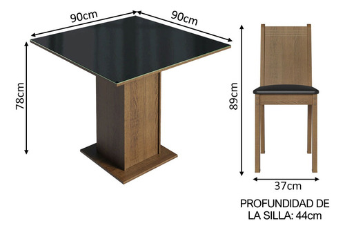 Juego De Comedor Madesa Perla Con 4 Sillas Marrón/negro