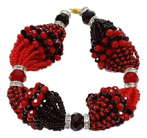 Pulsera Ide De Eleggua En Chaquira Con Cristales 18 Hilos