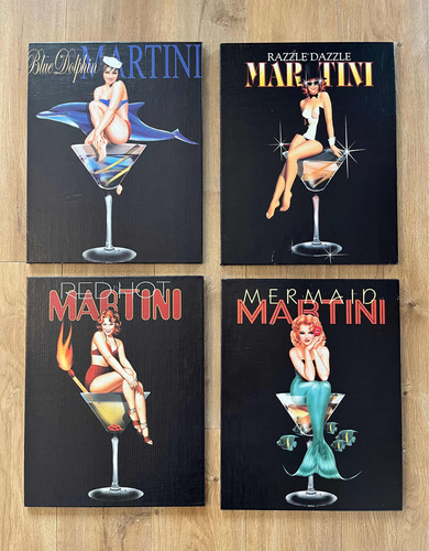 Set De 4 Cuadros / Serie Red Martini / 47x37 / Importados