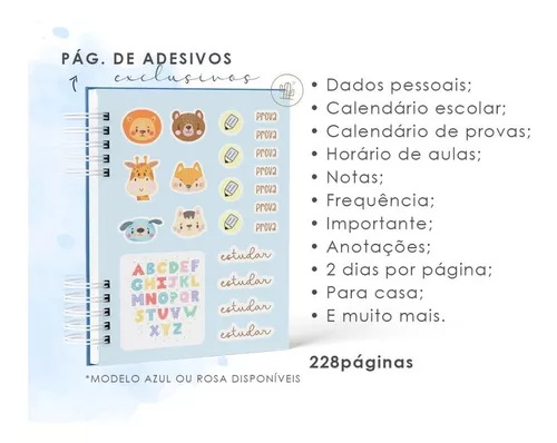 Agenda Escolar 2023 Infantil, Cute Menino Azul