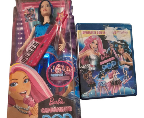 Muñeca Barbie 2014 Campamento Pop Teclado Más Disco Blue Ray