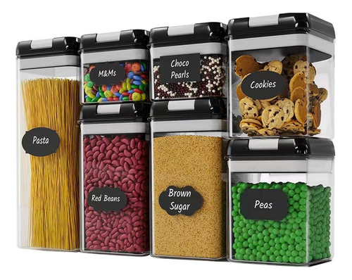 Recipientes Con Tapa Hermeticos Cocina Alimentos 7 Color Transparente