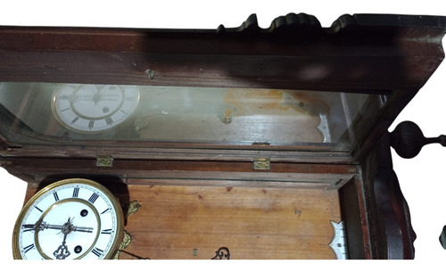 Reloj De Pared Antiguo Péndulo Mecánico Doble Cuerda Llave Marrón Oscuro Marrón Claro (Usado)