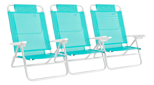 Reposera Sillón Summer X 3 Playa Camping 6 P Aluminio Mor Ct