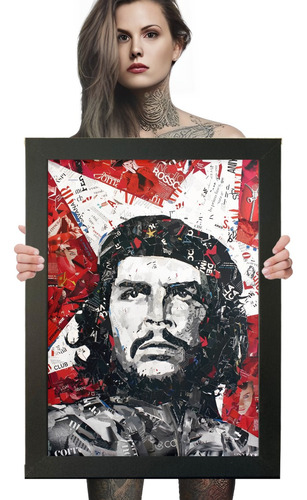 Quadro Comunista Che Guevara Arte Colagem Poster 60x42 A2