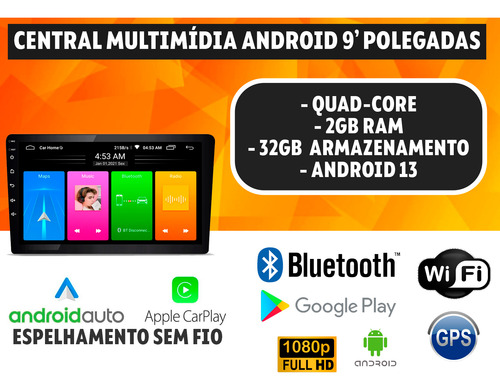 Kit Multimidia Fiat Strada 2020 A 2024 + Moldura 9p + Cam Ré