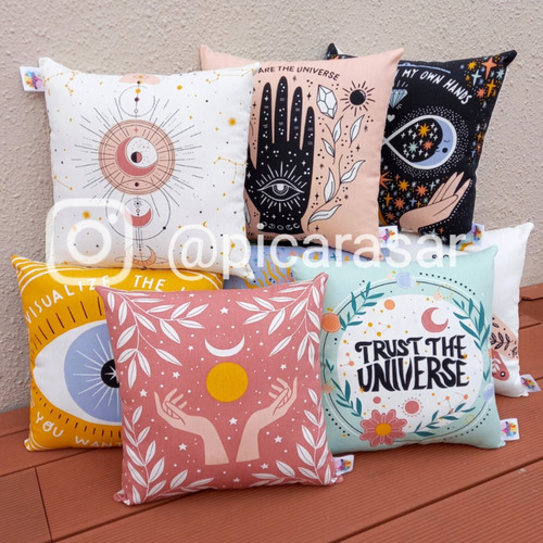 Pack 10 Almohadones Cosmic Vibes Yoga Astrologia Reiki Const