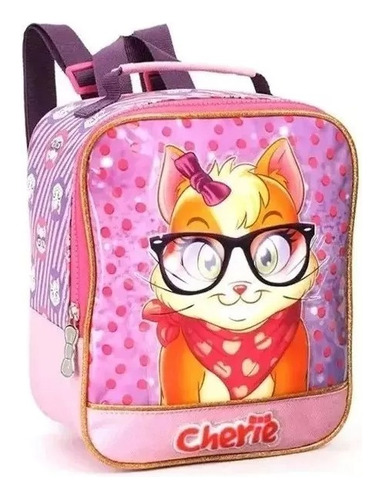 Lancheira Térmica Escolar Infantil Estampada Gatinha Cherie 