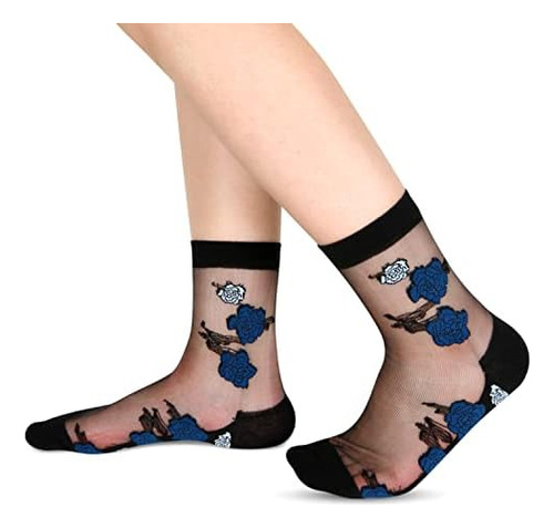 Calcetines Transparentes Negros Para Mujer Y Niña, Calcetine