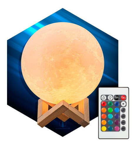 Velador Led Luna 3d Luz Rgb 5v Lampara Tactil Control Usb