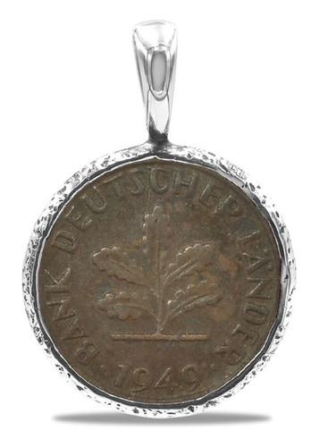 Dije Con Moneda I Pfennig De Alemania En Plata De Ley