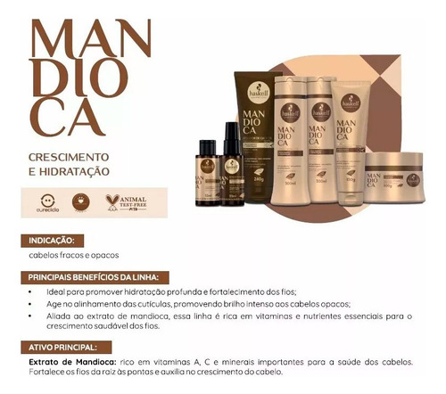 Kit Haskell Shampoos 1 Litro - Tutano, Mandioca E Quina Rosa