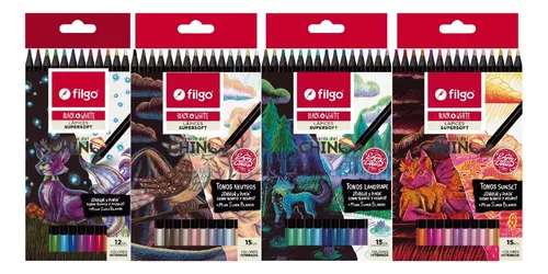 Combo X 57 Lapices De Color Filgo Black & White Supersoft
