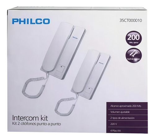 Citófonos Punto A Punto Ct-10 Philco 200mts Color Blanco