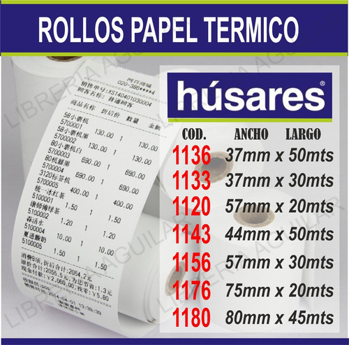 Rollo OBRA Para Maquina Husares 57 Mm X 30 Metros 1157 X 10 Unid.
